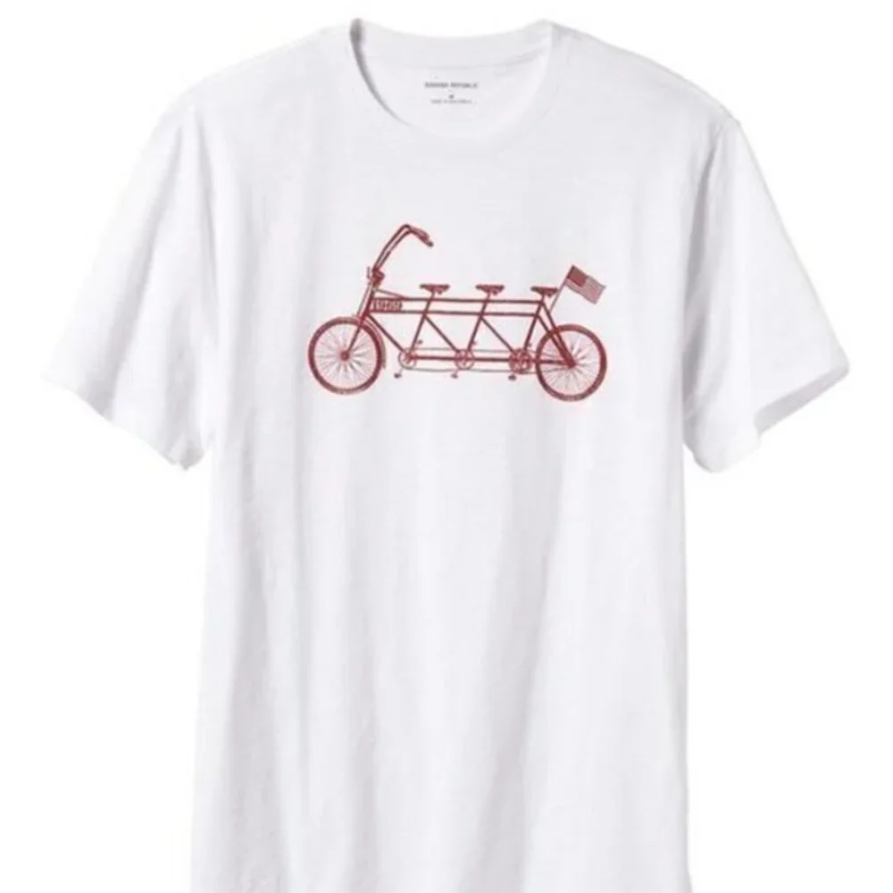 Banana Republic Men's Graphic Tee XL T-Shirt Patriotic Bike Tandem